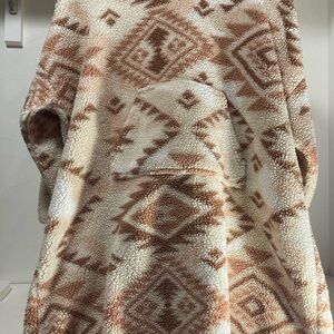 Wonder Nation Aztec Patterned Jumbo Sweater/Cozy - Cream and Brown